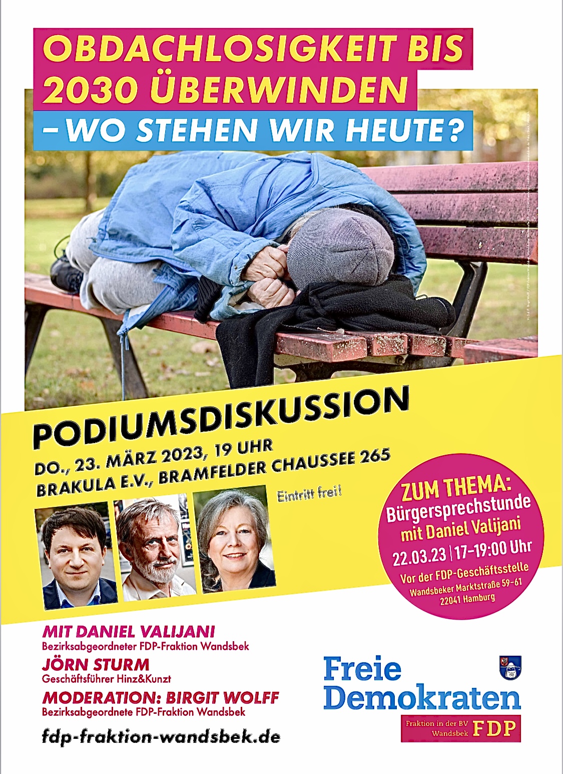 FDP-Fraktion Wandsbek lädt zur Informationsveranstaltung: Obdachlosigkeit im Bezirk Wandsbek – wo stehen wir heute?